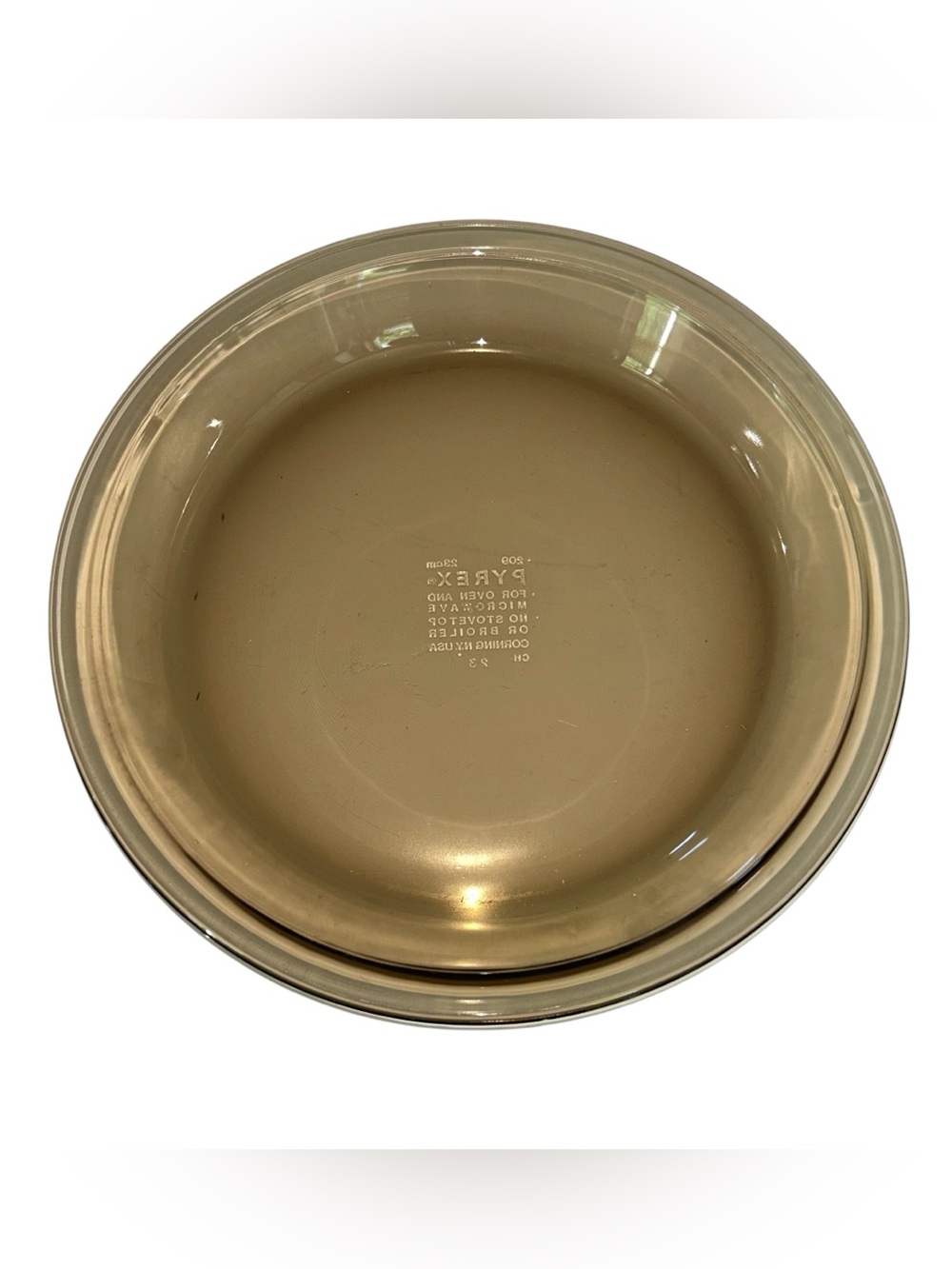 Vintage Pyrex 209 Amber Brown Glass Pie Plate Baking Dish 9” USA‎ Oven Safe